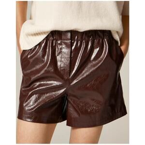J.Crew Boxer Shorts Faux Leather French Press Brown Size 12